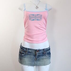 y2k pink union jack bow cami mcbling british core